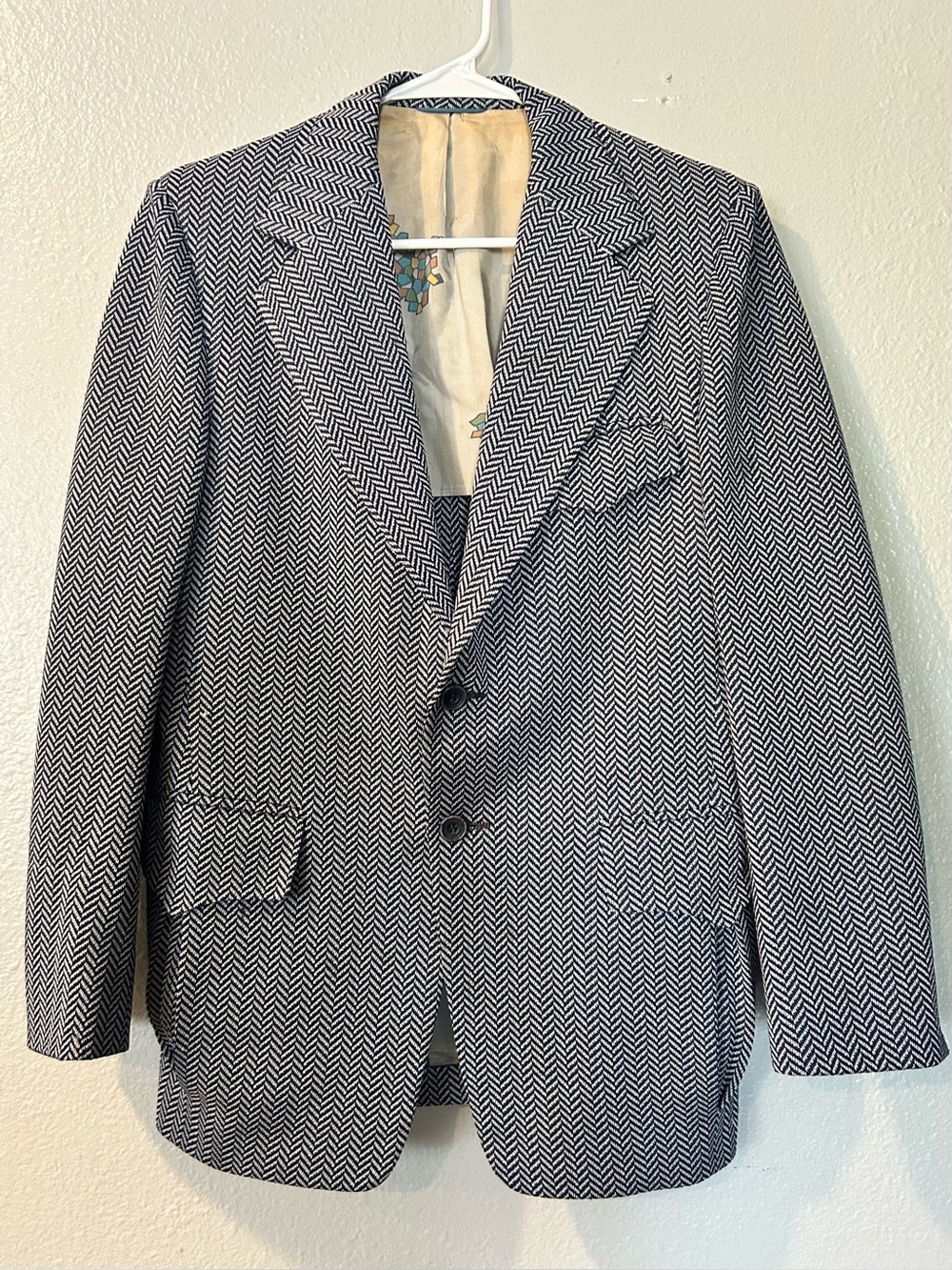 Vintage 70s Mr Rays Palm Springs Geometric Pattern Lined Blazer Jacket Chevron